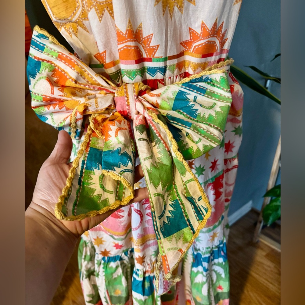Farm Rio Rainbow Sunset Halter Neck Maxi Dress Tropical Hawaii Vibrant Print XL - Picture 10 of 16